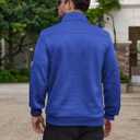 Vssjavun Mens Quarter Zip Pullover Quilted Sweatshirt Long Sleeve Casual Stand Collar Pullovers with Pockets (Blue, L)