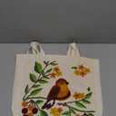 Aesthetic Embroidery Tote Bag for Women - Reusable Canvas Cute Shoulder Bag for Shopping, Grocery, Work, Book