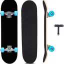 Complete Skateboards- Standard Skateboards for Beginners Kids Boys Girls Teenager- 31''x8''Double Kick Concave, Fascinating Cool, Solid&Durable