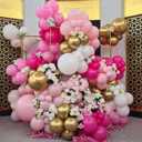 Pink and Gold Balloons, Valentines Day Decorations Balloon Princess Pastel Hot Pink White Metallic Gold Latex Balloons for Girls Women Birthday Wedding Bridal Baby Shower Anniversary Party Decoration