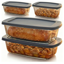 Set of 4 Clear Glass Loaf Pans with Lids, Deep Rectangular Baking Dish 1.9 QT Each, 10.6 x 5.5 x 2.8 in Bread Pans for Homemade Bread, Meal Prep & Storage, Wide Handles