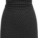 CIDER Polka Dot Bodycon Cocktail Dresses Sleeveless V Neck Midi Dress (Large, Black)