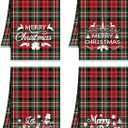 Mindsoft 4 Pack Christmas Tartan Hand Towels Merry Christmas Tartan Plaid Towels Kitchen Dishtowels Absorbent Dish Rapid Drying Hand for Xmas Bathroom Kitchen Decor Holiday Housewarming Gift