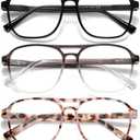 Aviator Reading Glasses for Women Men Men Blue Light Blocking Computer Readers Polit Style Trendy Eyewear (Black+brown+tortoiseshell)