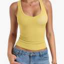 PINKMSTYLE Women Padded Tank Tops Scoop Neck Double Lined Sleeveless with Built in Bras Shirts Slim Basic Summer Clothing, XS