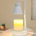 Candle Warmer Lamp with Adjustable Height - Stepless Dimming & Metal Finish - No Flame Scented, Includes 2 Bulbs (White) (Small)