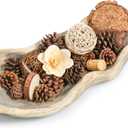 Wavy Live Edge Wooden Dough Bowl for Decor 16"L Medium Natural Root Wood Hand Carved Decorative Wooden Farmhouse Fruit Bowl Handmade, Home Decoration Centerpiece, Table Display Bowl