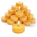 Natural Beeswax Tea Candles, DEYBBY 20 Pack Pure Unscented Beeswax Candles in Clear Cup, Great for Home Decoration Spa Relaxation Emergency