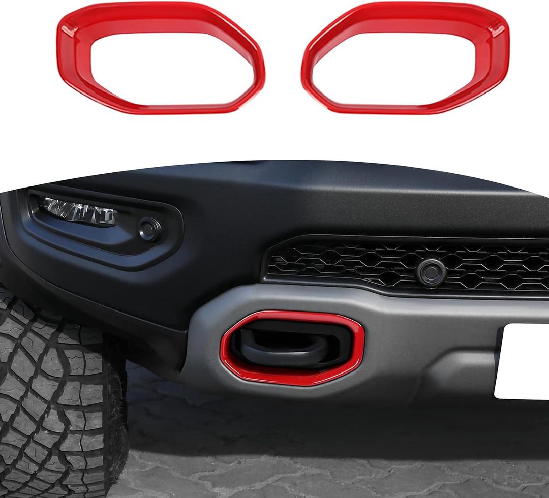for RAM TRX Front Bumper Tow Hook Trim Cover Fit for RAM TRX 2018-Present Red Exterior Accessories 2pcs