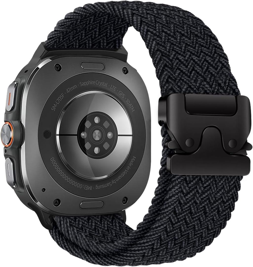 Compatible with Samsung Galaxy Watch Ultra Bands (2025/2024), Upgrade Parachute-style Buckle, Stretchy Braided Sport Strap for Galaxy Watch 7 Ultra Band 47mm/Watch 8 Ultra Men Women