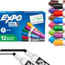 EXPO Low Odor Dry Erase Markers, Chisel Tip, Assorted Colors, 12 Count