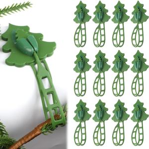 12pcs Christmas Garland Hangers, Silicone Holder Durable Christmas Garland Hanger for Mantle Practical Hook Accessories for Front Door Frame Staircase Fireplace Party Supplies (Green)