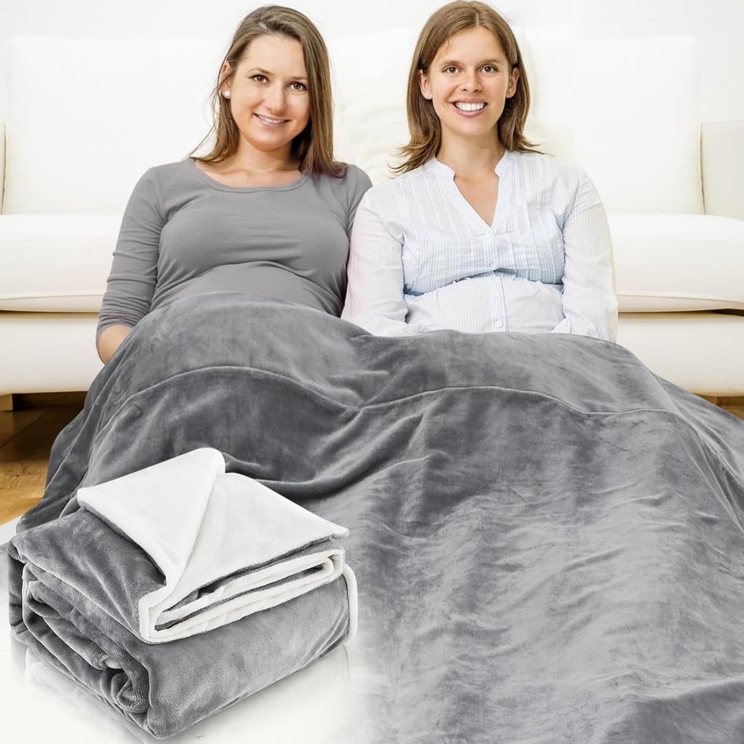 Preboun 61 x 51.18 Inch Large Faraday Blanket for Protection Pregnant Babies, Emf Blocker Blanket Two Sides Using for Beds Couches Travel (Flannel, Grey)