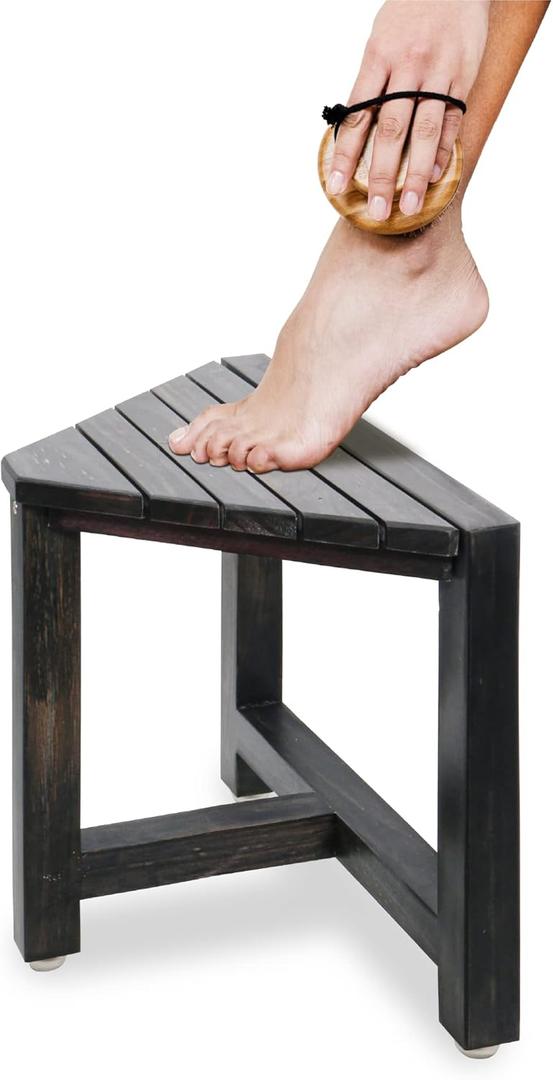 ENKEZI Shower Foot Rest 12 in - Shower Seat for Inside Shower - Shower Bench, Shower Stool for Shaving Legs, Corner Stool Suitable for Small Shower Spaces (Rustic Black) ENKEZI Shower Foot Rest 12 in - Shower Seat for Inside Shower - Shower Bench, Shower Stool for Shaving Legs, Corner Stool Suitable for Small Shower Spaces (Rustic Black)