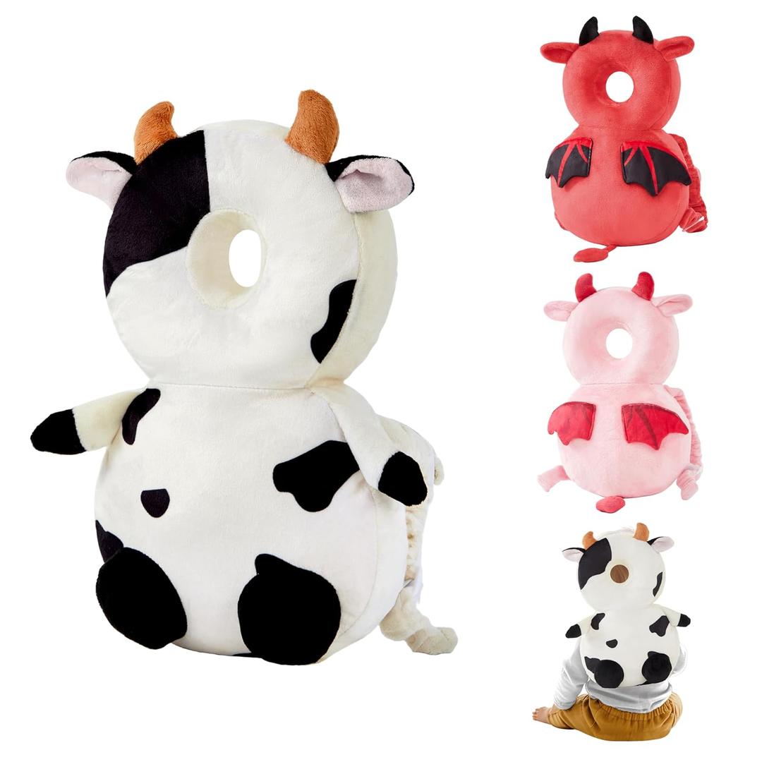 Baby Head Back Protector Backpack Toddler Safety Protector Cushion Pad Soft, Adjustable and Lightweight Design for Safe Walking and Crawling Toddlers Girls and Boys(Cow)