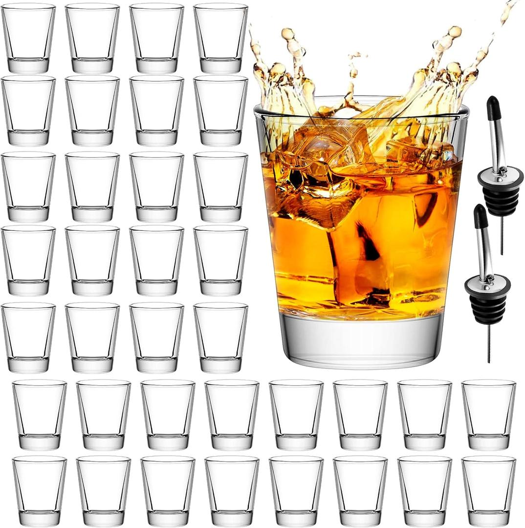 INFTYLE Shot Glasses Bulk 36 Pack 1.7oz / 50 ml Clear Shot Glass with Heavy Base Shot Glasses Bulk for Whiskey, Tequila, Vodka, Liqueur, Bars Gift Box