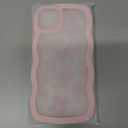 Aitipy for iPhone 14 Plus/15 Plus Case, Wavy Frame Cute Ribbon Bowknot Pattern Aesthetic Transparent Back Soft TPU Shockproof Phone Case for Women Girls, Pink