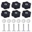 6 Pack T Track Knob Kit, 6 Star Knob, 1/4-20 Threaded Bolts and Washers, T Track Bolts, Track Accessories for Woodworking Jigs and Fixtures (6 PCS)