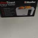 Mueller UltraToast Full Stainless Steel Toaster 4 Slice, Long Extra-Wide Slots for Bagels and Waffles, 6 Browning Levels, LED Display, Cancel/Defrost/Reheat Functions & Removable Tray, Kitchen Gadgets