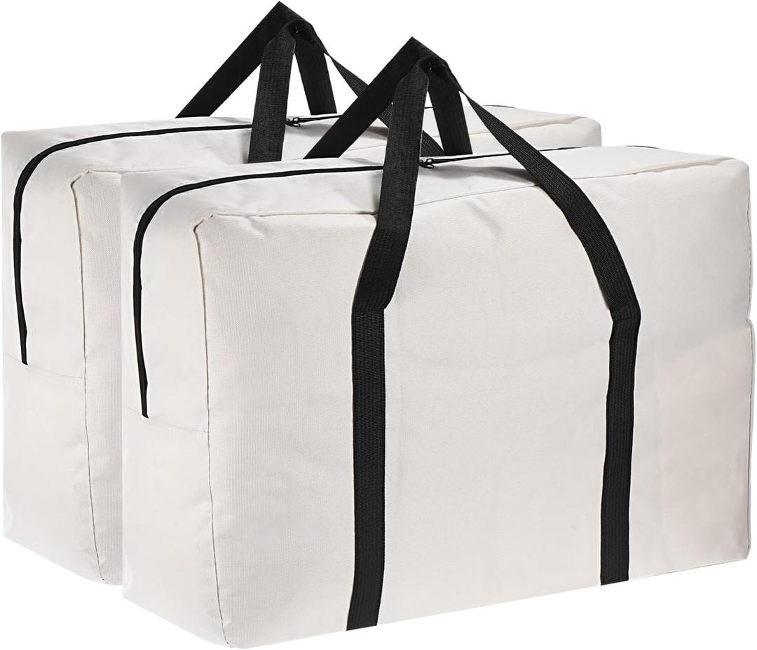PATIKIL 26" Camp Chair Replacement Bag, 2 Pack Oversize Storage Duffle Bag Waterproof Moving Bag with Zipper Foldable Canvas Tote Bag for Travel Camping, Beige (26"x18.5"x7.8")
