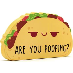 2 x Funny Bathroom Sign Christmas Bathroom Decor Are You Pooping Signs Desk Accessories Decorations Indoor for Toilet Bathroom Shelves 5 X 3 Inch