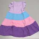 Poroka Girls Ruffle Sleeve Dress Tiered Swing A-Line Short-Sleeve Dresses Kids Midi Casual Summer Sundress with Pockets Lilac 2T