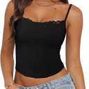 PINKMSTYLE Womens Bustier Corset Tops Spaghetti Strap Camisole Tank Tops Y2K Date Night Going Out Outfits (Black, M)