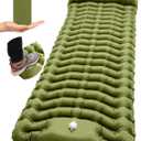 Camping Sleeping Pad, Inflatable Camping Mattress Pad with Built-in Pillow & Foot Pump, 4 Inch Thick Ultralight Sleeping Air Mattress for Backpacking, Hiking, Traveling, Tent Camping - Olive Green