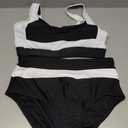 Herseas Women Bikini Sets Sporty Colorblock Two Piece Slimming Swim Suit Wide Straps High Rise Push Up Bathing Suits Sporty Trendy Swimming Pool Outfits Black Medium