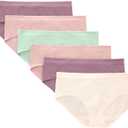 Hanes Tween Girls Underwear, Seamless Girls Panties, Boyshort & Hipster, Assorted Colors,  Hipster, Medium, Ivory/Mint/Pink/Plum - 6 Pack