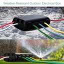 Outdoor Electrical Box(9.05x6.61x2.67inch), IP54 Waterproof Extension Cord Cover 9 Cable Entry Ports Connection Hider Box Safety Protector, Protect Plug, Holiday Light, Timer,and Power Strip, Black