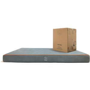 Hard-Wearing Orthopedic Dog Bed for Crate, 41x27 Inch, Made of Memory and HR Foam, Two-Sided Use, Providing Soft and Relatively Hard Support, with an Extra Inner Waterproof Protector (Gray)