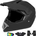 CARTMAN Adult Dirt Bike Helmets Motocross ATV Dirtbike Offroad Full Face Motorcycle Helmet, DOT Approved Matte Black and Blue (Large)