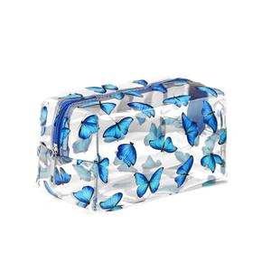 CarryEpic Clear Makeup Bag, Small Clear Toiletry Bag for Travel, Cosmetic Makeup Organizer Bags with Zipper, Plastic PVC Pouch Transparent Zip for Purse Reusable TSA Approved Quart Size (Butterfly)