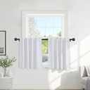 PONY DANCE Room Darkening Curtains for Small Winow Lower Portion Decor Energy Saving Drapes for Kitchen Bedroom Bathroom Downstairs Window RV Curtains, W 34 x L 36, Pure White, 2 Panels