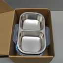4 Pack Stainless Steel Snack Containers, 2 Compartment Reusable Metal Snack Boxes Containers with Leak-Proof Lids, Compact Lunch Box Food Storage Container
