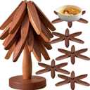 Tree Coasters Set of 4 - Wooden Trivets for Hot Dishes, Pot, Bowl, Coffee, Teapot (Brown-4)