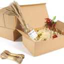10 Pack Brown Gift Boxes, 9.45x6.5x4 Inches Kraft Paper Boxes with Lids for Valentine's, Birthday party, Wedding, Cupcake Boxes, Easy Assemble Bridesmaids Proposal Boxes, With 66ft Twine