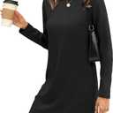 SAMPEEL Dresses for Women 2025 Casual Long Sleeve Cozy T-shirt Dress Fashion Fall Outfits (S, Black)