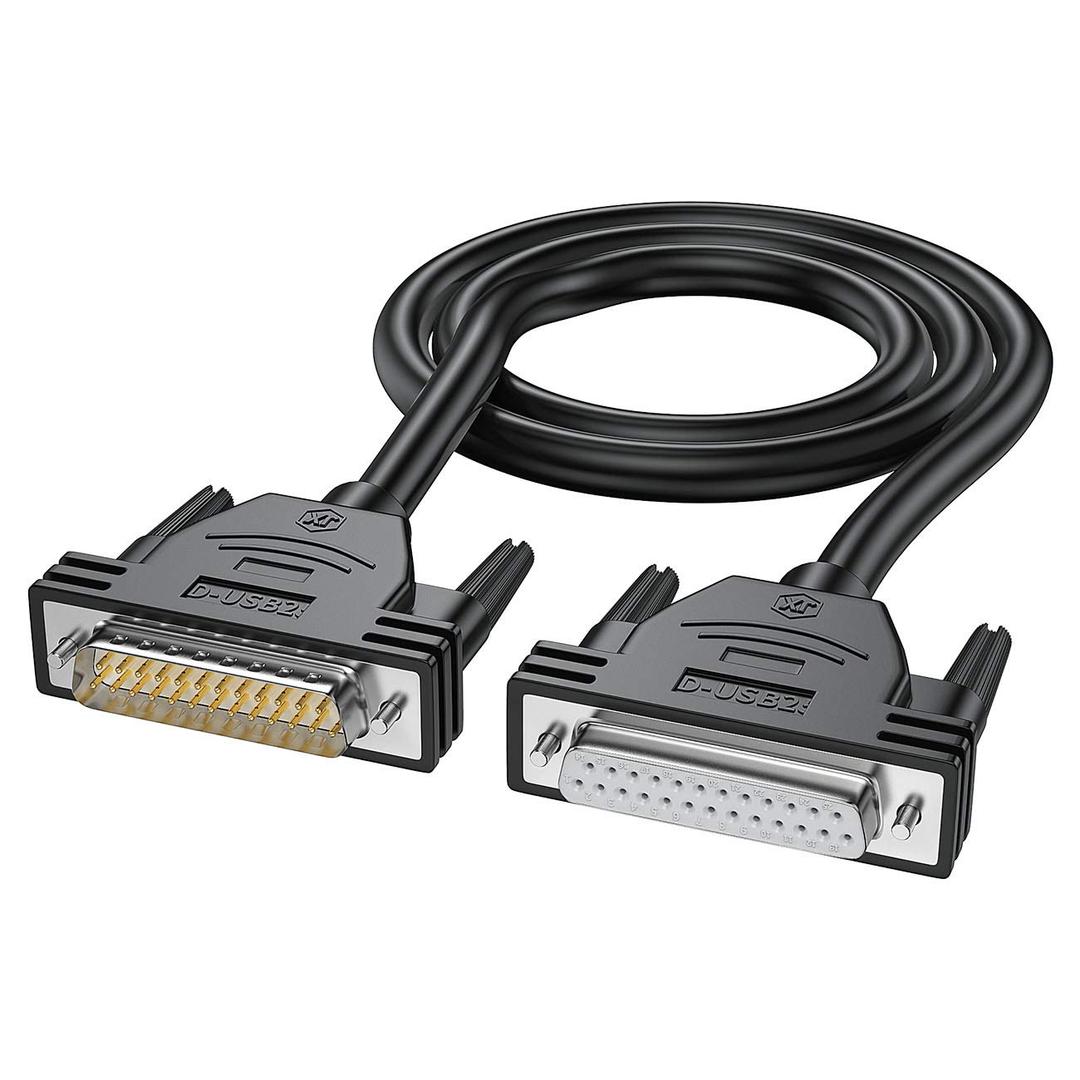 DB25 Male to Female Cable - 6FT, Double-Shielded with Foil & Metal Braid, D-SUB 25 PIN RS232 Serial Cable in Black