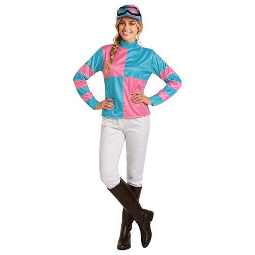 fun shack Womens Jockey Costume, Horse Jockey Outfit, Equestrian Halloween Costume for Women, Racing Attire, L