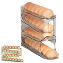 Automatic Rolling Egg Storage Rack, 2026 New 4 Tier Egg Holder for Fridge, Space-Saving Refrigerator Organizer Container, Holds 30 Eggs (Transparent)