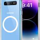Clear Magnetic Phone Case for Samsung Galaxy S10 Plus, 6.4-Inch Compatible with MagSafe Crystal Transparent TPU PC Back Cover Shockproof Heavy Duty Protection