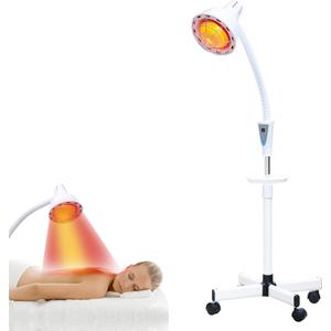 LHCYLDQ Infrared Light,275W Red Near Infrared Heat Lamp for Relieve Joint Pain and Muscle Aches,Adjustable Red Light Standing Lamp Set(White) 