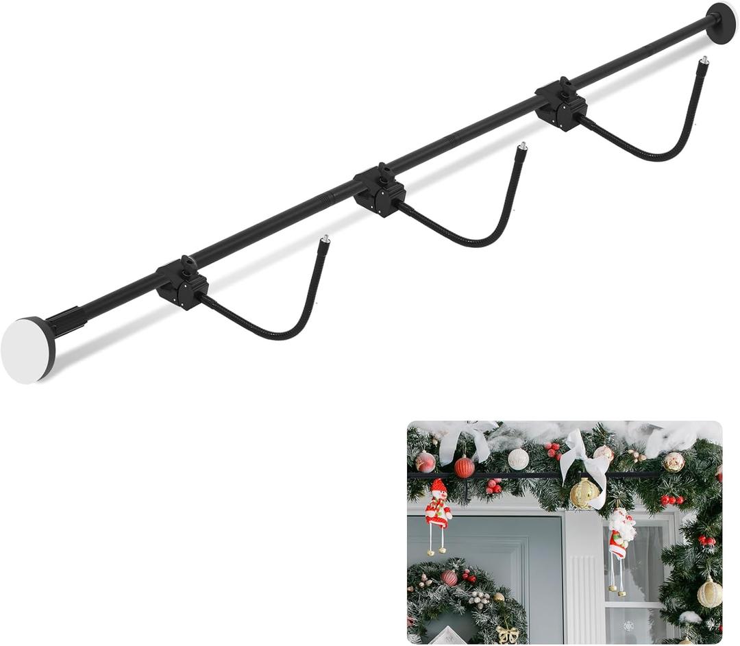 Bucherry Front Door Garland Hanger - Adjustable 71"- 80" Heavy-Duty Christmas Halloween Door Frame Garland Hanger for Hanging Wreaths No Screws, Drilling, Damage-Free, Easy Assembly(Black)