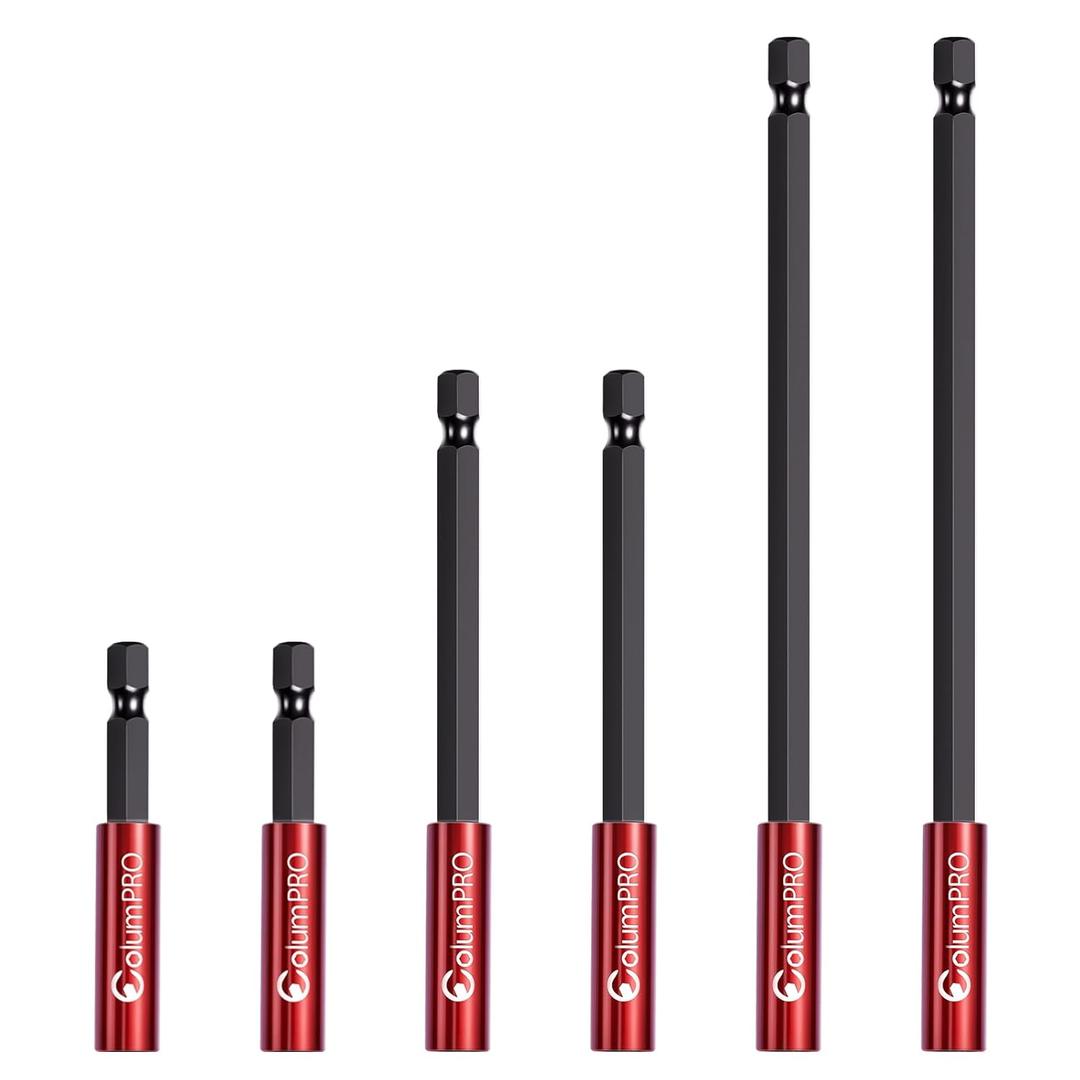 6PCS Strong Magnetic Drill Bit Extension Holder for Impact Driver,1/4" Hex Shank S2 Steel Magnetic Screwdriver Extension,Straight Without Bending Drill Bit Extender,2, 4, 6-inch Extensions