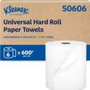 Kleenex Universal Hard Roll Paper Towels, Bulk (50606), Hardwound 1.75" Core, Premium Absorbency Pockets, White, (600'/Roll, 6 Rolls/Case, 3,600'/Case)