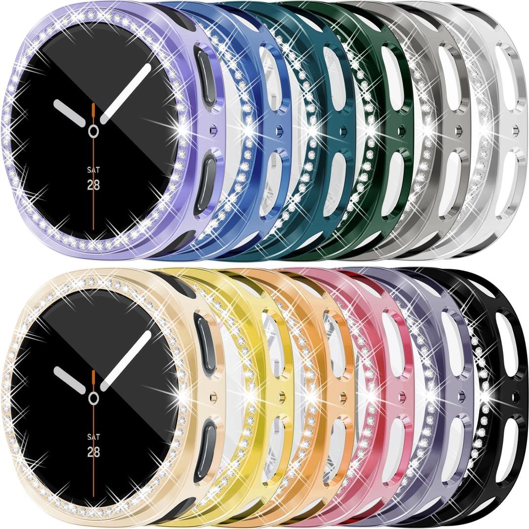 RICHONE [12Pack] Bling Case Compatible with Samsung Galaxy Watch 8 (2025) 40mm Screen Protector, HD Full Protection Flexible TPU Watch Bumper Cover Accessories for Samsung Watch 8 40mm