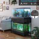 VOWNER 40 Gallon Aquarium Stand with Power Outlet, Metal Frame Fish Tank Stand with Cabinet Storage, Double Turtle Reptile Terrariums Tank Stand, 39.4" L*18.9" W Tabletop, 660LBS Capacity, Black