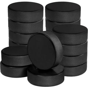 18 Pack Ice Hockey Pucks with 3 Reusable Mesh Bag, Official Regulation, Diameter 3", Thickness 1", 6oz, Black